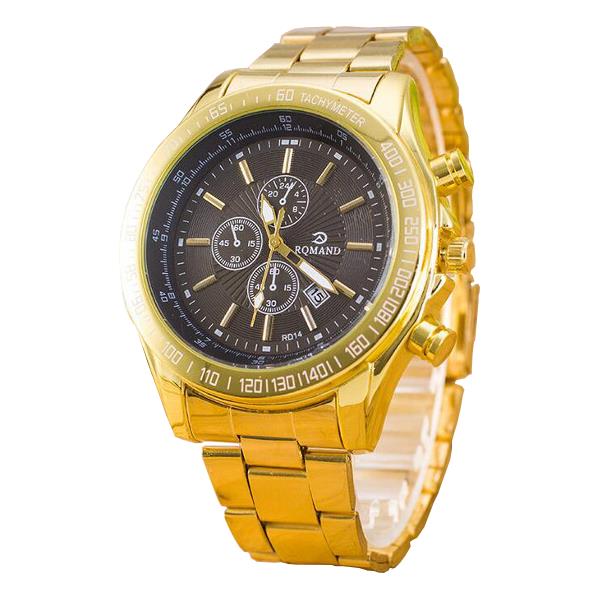 RQMAND Casual Calendar Alloy Band Life Waterproof Men Quartz Wrist Watch
