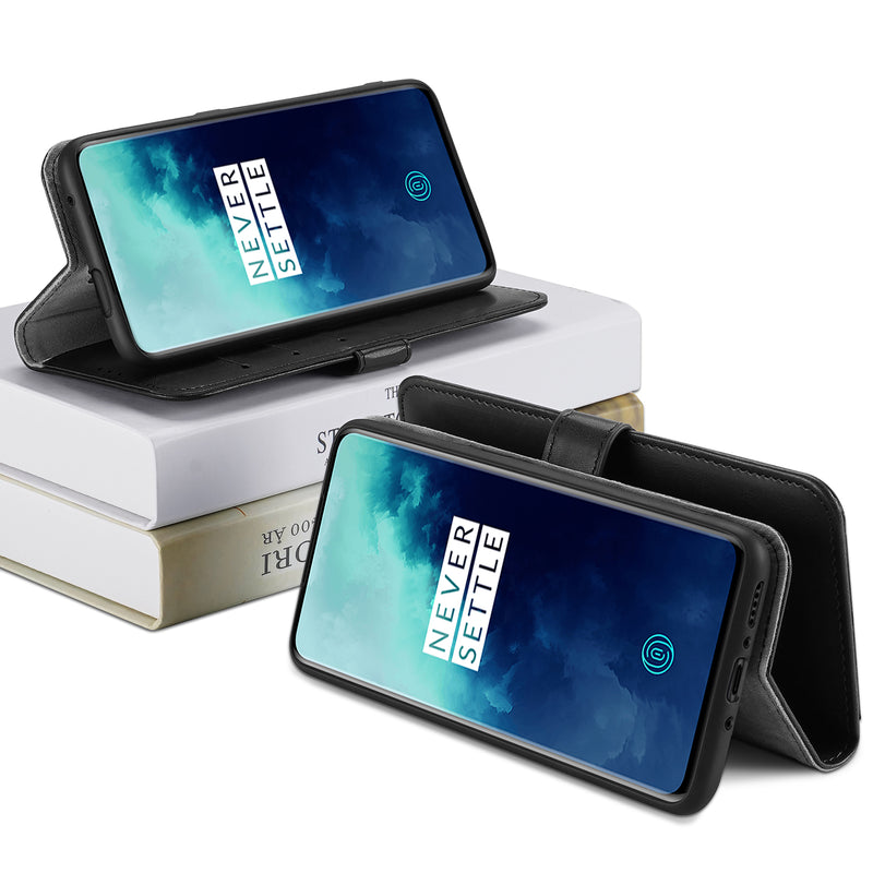 For OnePlus 7T Pro Case Bakeey Flip with Stand Card Slots PU Leather Full Cover Shockproof Soft Protective Case