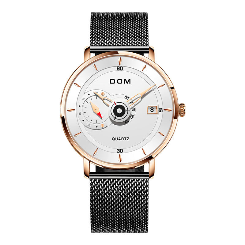 DOM M-1299 Ultra Thin Business Style Men Wrist Watch Full Steel Band Creative Quartz Watch