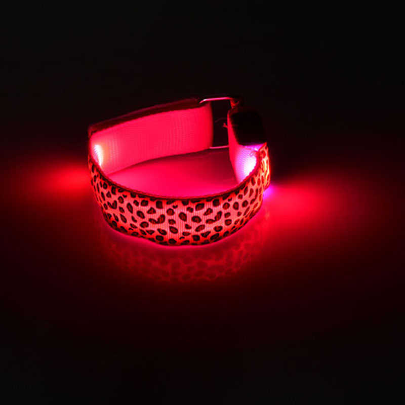 Leopard Hand Strap Wristband LED Reflective Light Shine Flash Glowing Luminous Armband Lights