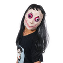LED Scary Momo Mask Game Horror Mask Cosplay Full Head Momo Mask Big Eye With Long Wigs Halloween Party Props