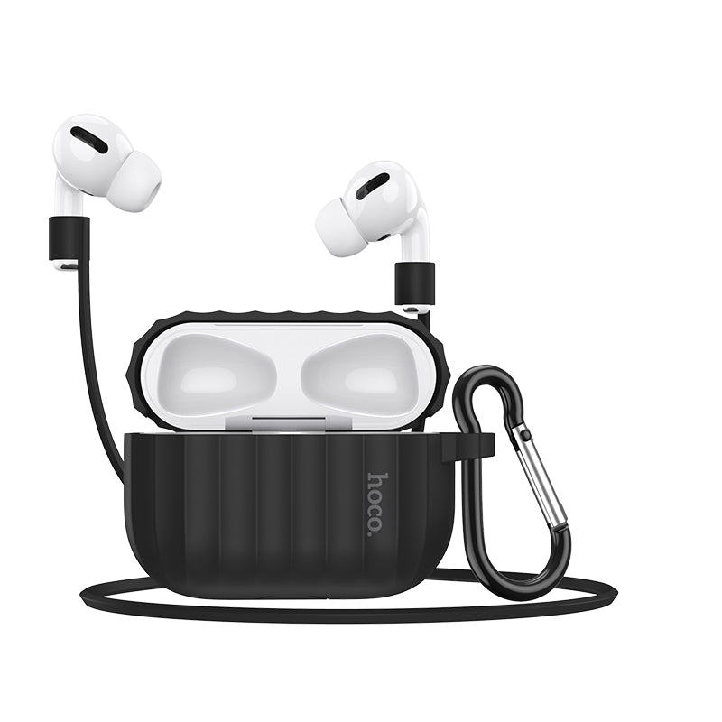 HOCO 3 in 1 Pure Armor Soft Liquid Silicone Shockproof Dust-Proof Earphone Storage Case with Anti-lost Rope and Hook for Apple Airpods 3 Airpods Pro