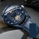 TEVISE T851A Moon Phase Automatic Mechanical Watch Roman Number Leather Band Men Watch
