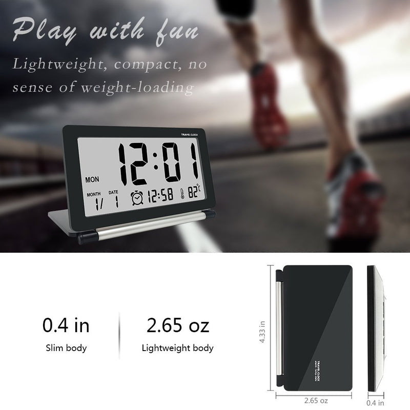 Loskii DC-11 Electronic Travel Alarm Clock Folding Desk Clock With Temperature Date Time Calendar