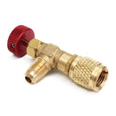 R410A AC Copper Flow Control Valve Adapter 1/4 to 5/16 for Refrigerant Charging Hose