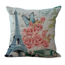 Paris Eiffel Tower Printed Pillow Case Linen Sofa Soft Cushion Cover