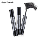 Music Flower Black Thick Double Brush Mascara Electric Eye Fixer Makeup Waterproof Longlasting Curling Smudgeproof