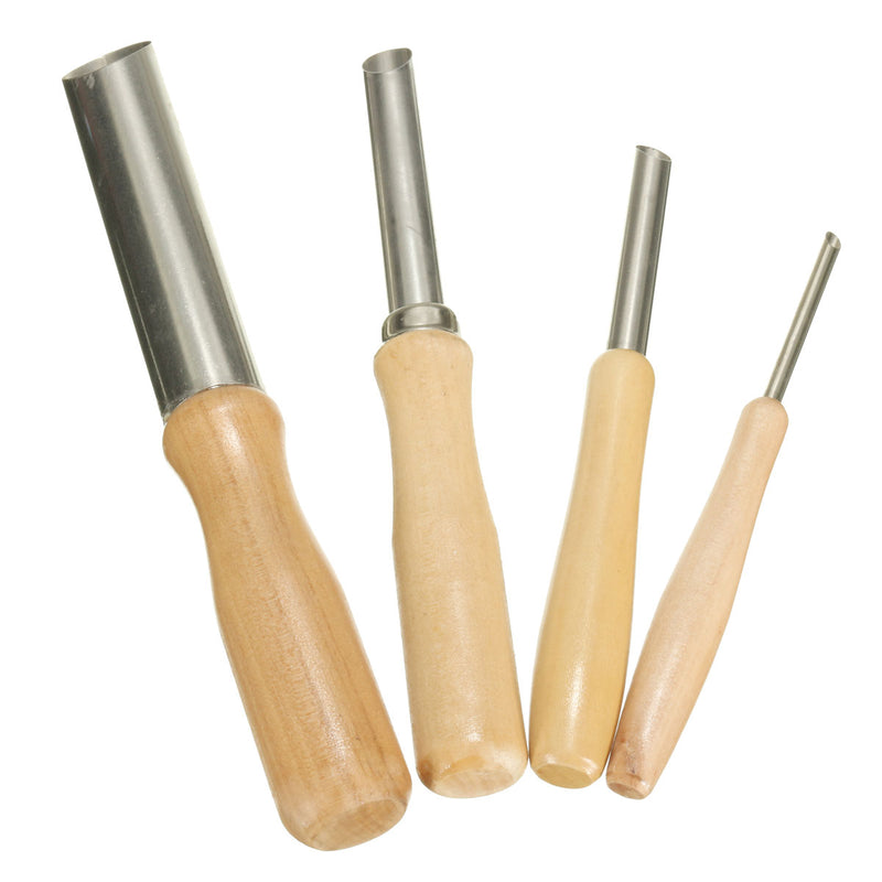 4 Pcs DIY Round Hole Carving Clay Sculpting Hand Chisel Woodworking Craft Crafts Tool