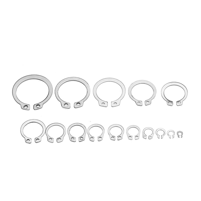 Suleve MXSW5 225Pcs Stainless Steel C Clip 3-25mm Snap Ring Washer External Retaining Circlip Kit