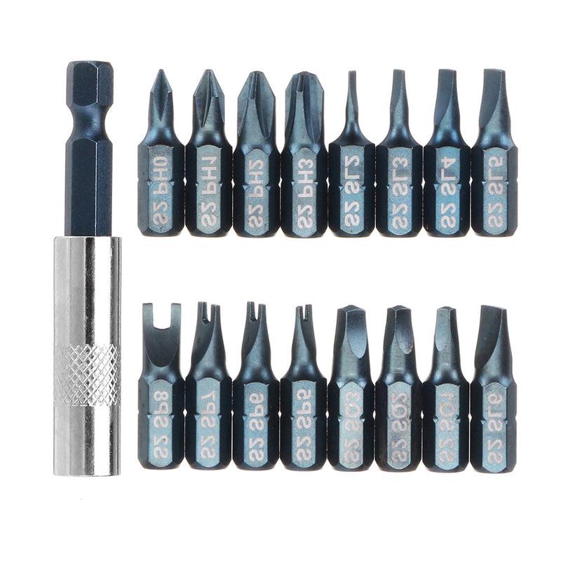 BROPPE 17 In 1 Screwdriver Bit Set Alloy Steel 1/4 Inch Hex Shank Screwdriver