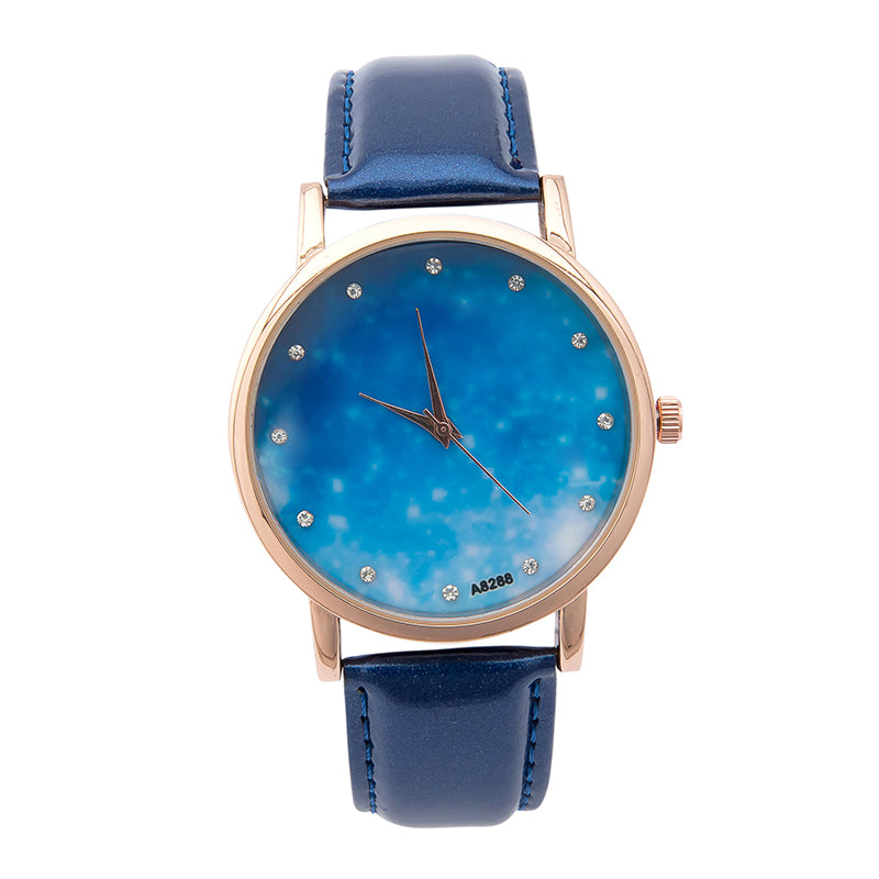 MILIER 8288 Starry Night Sky Fashion Leather Strap Simple Women Wrist Watch