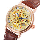 NORTH 1218 Waterproof Skeleton Men's Wrist Watch Gold Case Skeleton Hand Wind Mechanical Watches