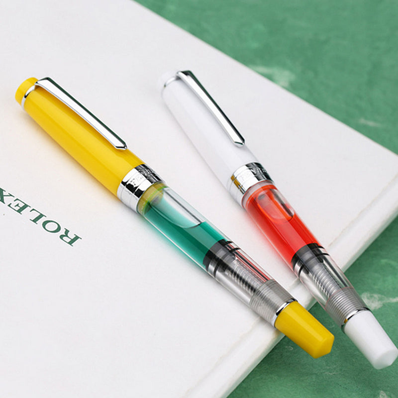Moonman Penbbs 309 Piston Fountain Pen Transparent Acrylic Resin Large-capacity F 0.5mm Business Writing Ink Pen with Box