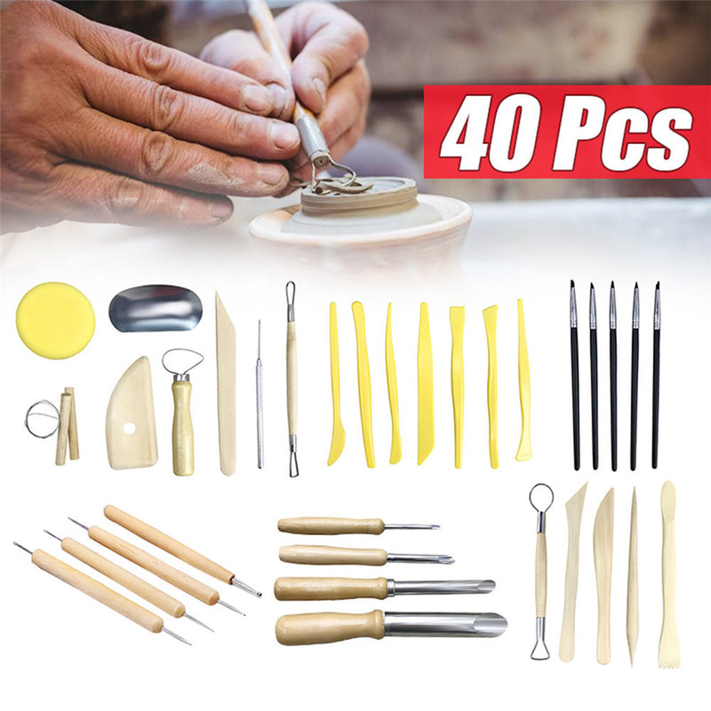 40Pcs/Set Pottery Tools Sculpting Clay Carving Shapers Polymer Modeling Kit