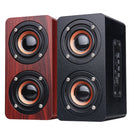 Wooden Stereo Bass bluetooth 4.2 Speaker Audio Music Box with Mini Microphone