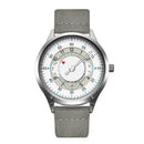 SINOBI 9815 Fashion Leather Strap Men Creative Dial Week Display 24Hour Quartz Watch