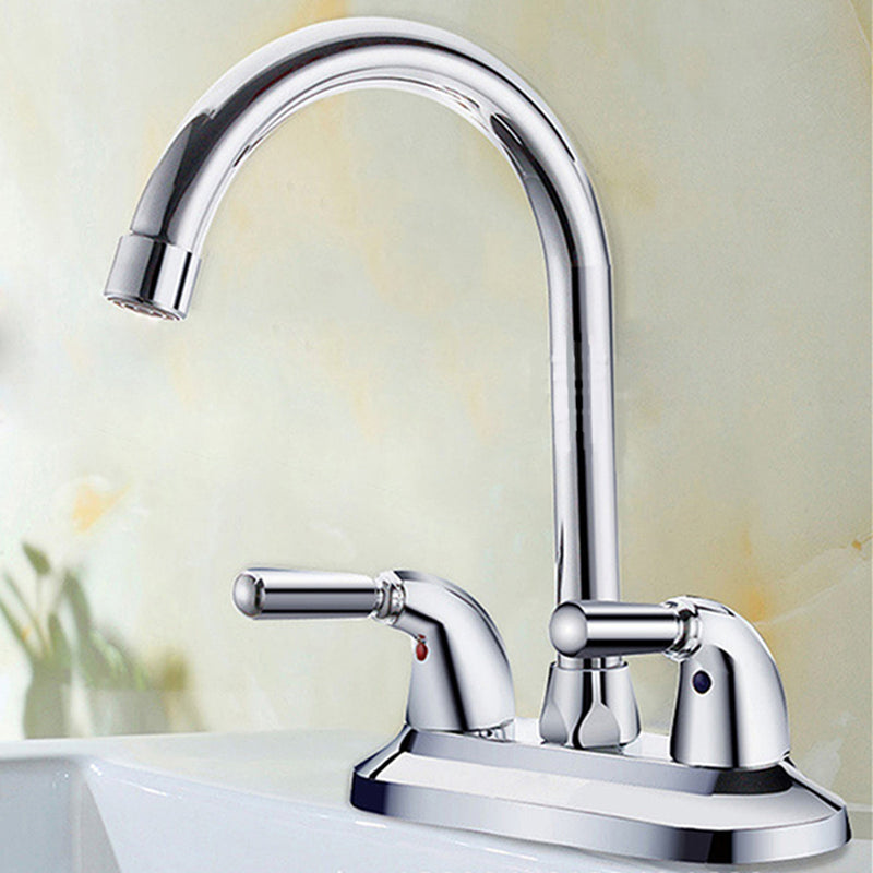 360 Rotation Kitchen Faucet Cold and Hot Water Mixer Tap Double Handle Basin Faucet Double Hole Water Faucet