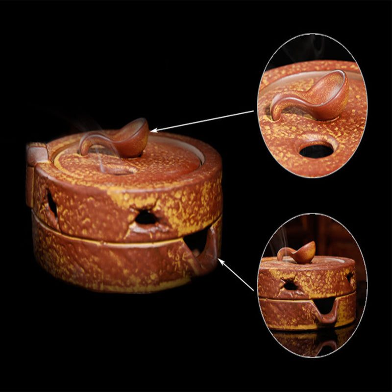 2Pcs/Set Ceramic Incense Cone Burner Incense Holder Donkey Pulling Millstone w/ Rope Lucky Fragrant Censer Decor