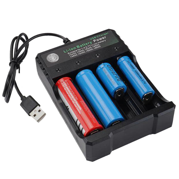 Bakeey LED Indicator 18650 Battery Charger 4-slot Li-ion Battery Charger Player Amplifier USB Charging Stand Rechargeable