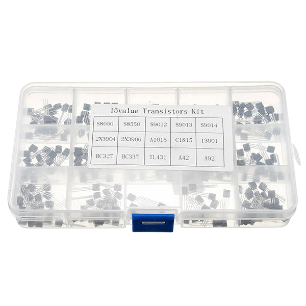 5 x 300pcs 15 Values Transistor Assorted Kit TO-92 S9012 S9013 S9014 S8050 S8550 2N3904 2N3906 BC327
