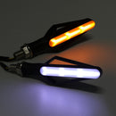 2Pcs Motorcycle Turn Signal Flowing Lights LED Indicator Waterproof Universal White + Yellow