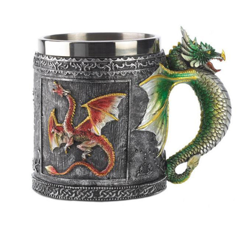 Christmas 3D Novelty Medieval Dragon Mug Faucet Cup Double Wall Stainless Steel Coffee Cups And Mugs