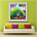 5D DIY Cross Stitch Decorations Diamond Embroidery Peacock Opens Screen Painting