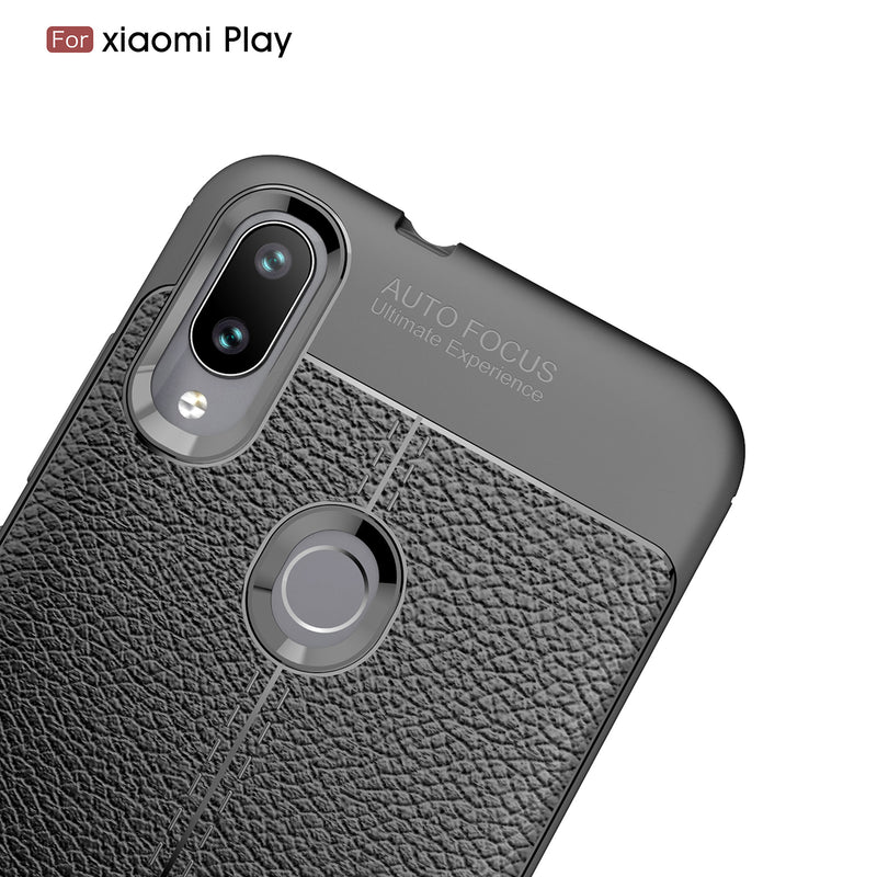Bakeey Anti-fingerprint Litchi Silicone Soft Protective Case for Xiaomi Mi Play