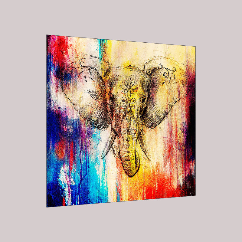 Miico Hand Painted Oil Paintings Elephant Head Paintings Wall Art For Home Decoration