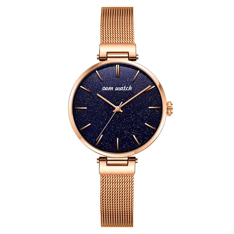 DOM G-1291 Fashion Women Watch Waterproof Starry Sky Dial Light Luxury Quartz Watch