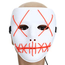 Motorcycle Halloween Horror Costume Light Up Face Mask "Smiling Stitched" Rave Cosplay
