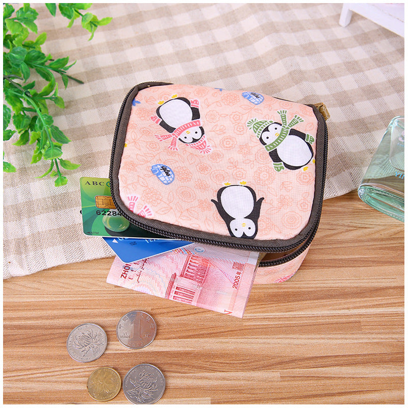 Cloth Waterproof Zipper Sanitary Napkin Cosmetic Storage Bag Coin Purse