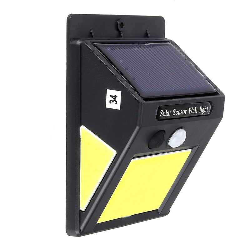 Solar 60 COB LED PIR Motion Sensor Wall Light 3-sided Waterproof Outdoor Garden Yard Path Security Lamp