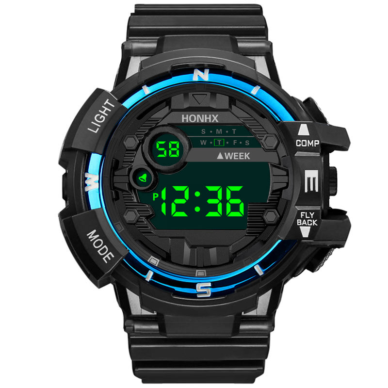 HONHX 81-66F Men Fashion Luminous Display Calendar Alarm Colock Sport Digital Watch