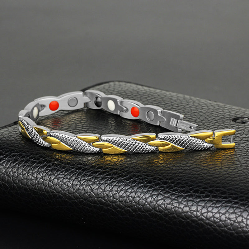 Fashion Magnetic Therapy Single Row Bracelet For Men Stainless Steel Silver Gold Chain Bracelet