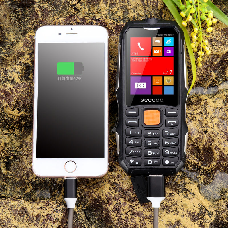 GEECOO Power Monster 2.4 Inch 5000mAh Power Bank With FM Flashlight Dual Camera Dual SIM Card  Dual Standby Feature Rggged Phone