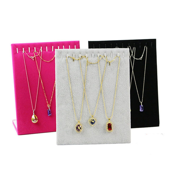 High-end 3D L-type Jewelry Display Stand Grey/Rose/Black Suede Necklace Bracelet Holder