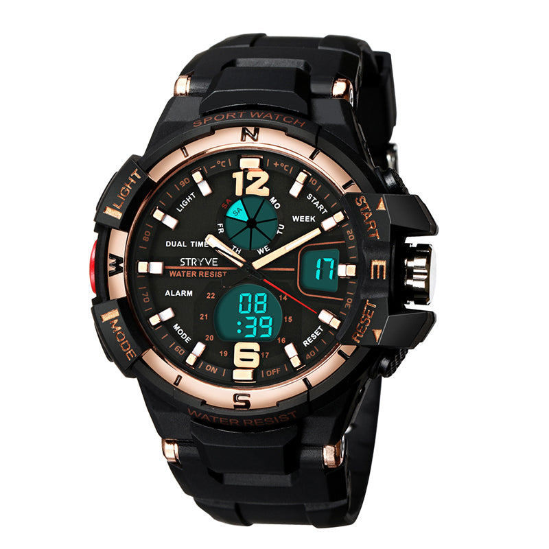 STRYVE S8012 Chronograph Luminous Week Display Waterproof Men Sport Dual Display Digital Watch