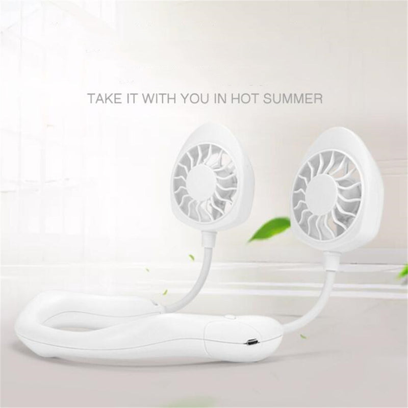 ABS Portable Mini Fan Hands Free Li-ion Battery USB Rechargable Hanging Neck Personal Sport Fan Mini Air Fan