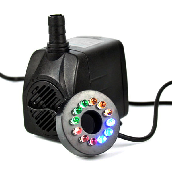 RGBY 12 LED Night Light Submersible Water Pump for Aquarium KOI Fish Pond Fountain AC220V