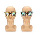 Retro Kaleidoscope Goggles Welding Rivet Punk Gothic Rave Halloween Rainbow Glas