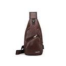 IPRee Men's Anti Theft Chest Bag PU Leaher Shoulder Bag Camping Travel Hiking Crossbody Bag