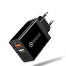 RAXFLY 30W QC3.0 Dual USB Charger Travel Wall Charger EU Plug For Oneplus 6T Xiaomi Mi8 Pocophone F1