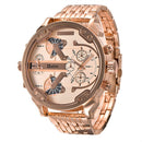 OULM 3548 Unique Design Full Steel Men Wrist Watch Three Time Zones Quartz Watches