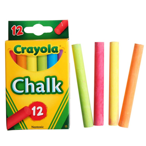 Crayola 12 Pcs Non-dust Non-toxic Chalks Assorted Colors Blackboard Writing Drawing Pen School Office Teaching Tools