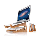 Multifunctional Wooden Detachable Desktop Stand Holder for Macbook Laptop Tablet Phone Keyboard