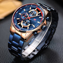 MINI FOCUS MF0218G Date Display Men Wristwatch Working Little Dial Full Steel Quartz Watch