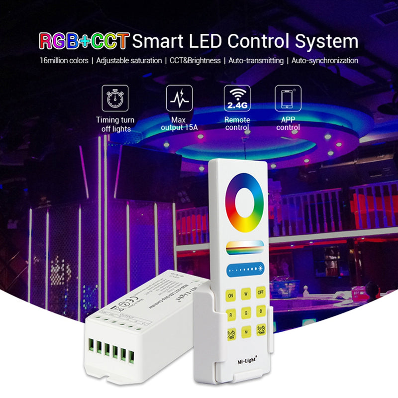 Milight FUT045A DC12V-24V 15A RGB+CCT LED Strip Controller + 2.4G RF Wireless Remote Control