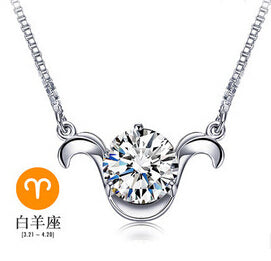 12 Constellations Gift Italina 925 Sterling Sliver Crystal Necklace for Women