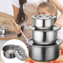 3 PCS Stainless Steel Stock Pots Set with Lids Cooking Kitchenware Pot Casserole